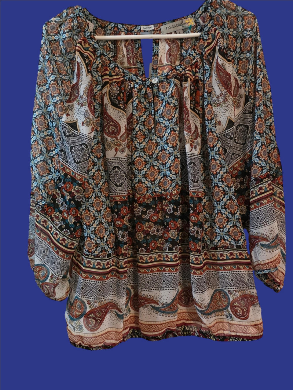 4/$67 Deal! Boho Paisley Peasant Blouse
